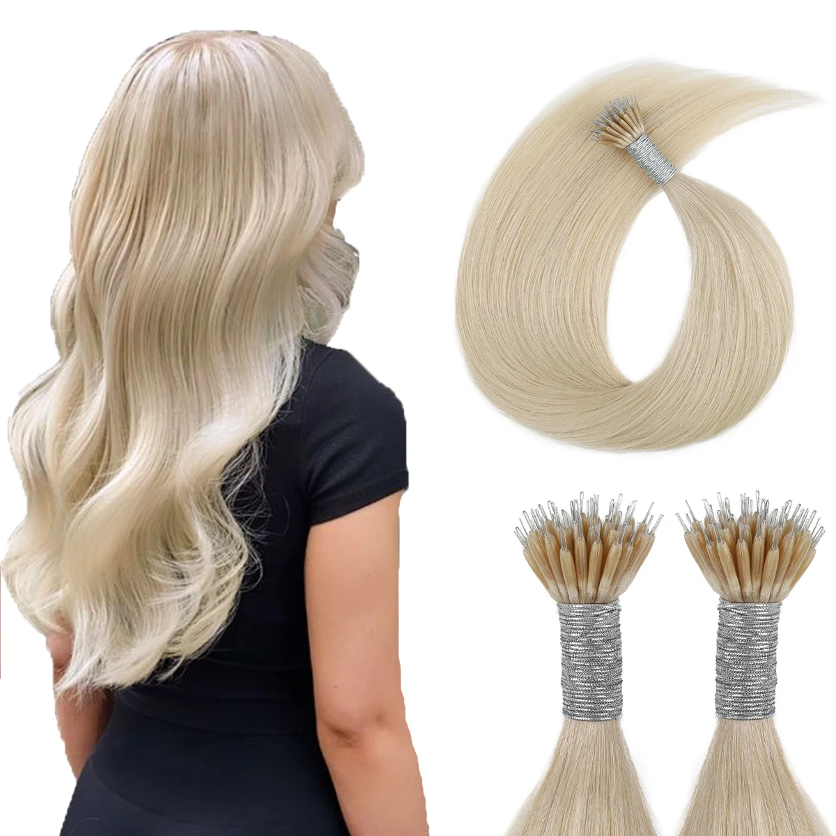 Sixstarhair 100% ストレートレミー人毛エクステンション 50 グラム 50 ストランド 16'18'20'22'24' ナノリングヘアエクステンション女性用