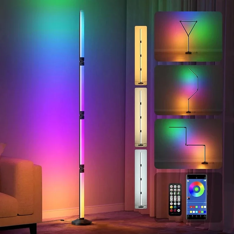 Floor Lamp LED with Remote Control, Voice & App Control, Music Sync, Smart RGB Floor Lamp for Gift Party E-sport Home Decor