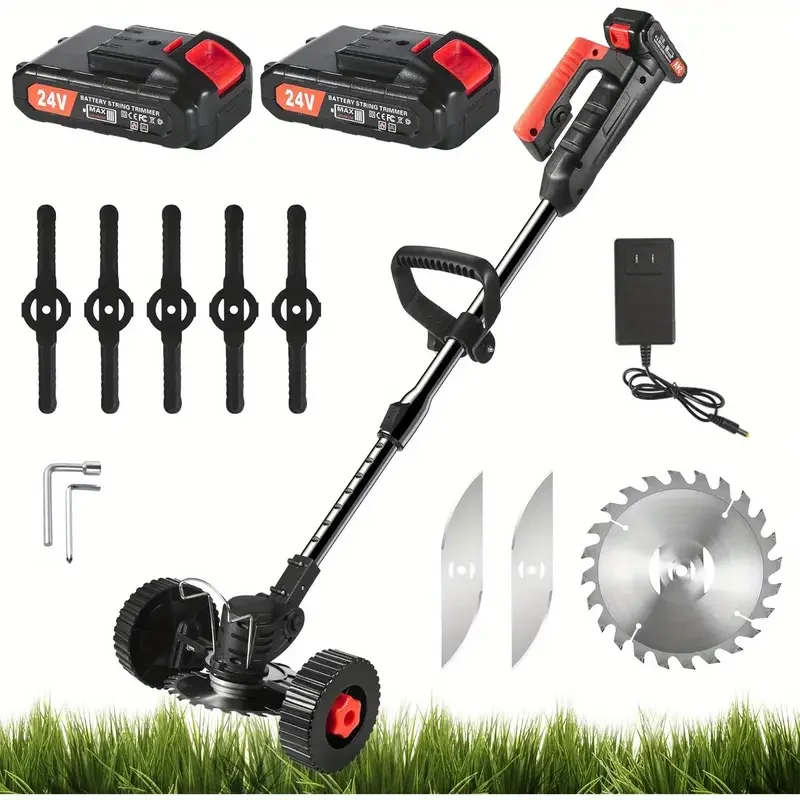 Cordless Lawn Trimmer Weed Wacker, Lawn Mower Grass Edger With 2 Battery  Compact Power Tool for Lawn Yard Work