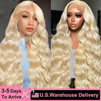 YKB 30 40 인치 613 블론드 13x6 HD 레이스 프론트 가발, 인모 바디 웨이브 14X4 레이스 프론트 꿀 컬러 가발, 여성용 밀도 200
