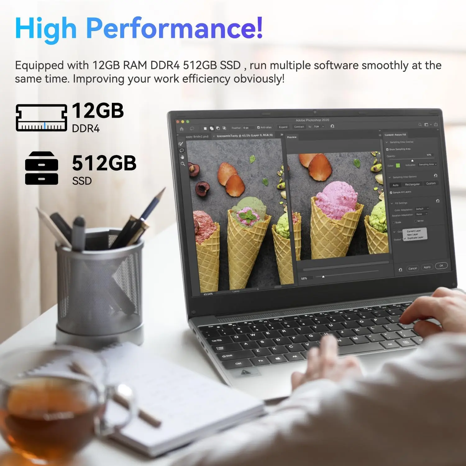แล็ปท็อปขนาด 15.6 นิ้ว แรม 12GB DDR4 ความจุ 512GB SSD โปรเซสเซอร์ Intel N5095 หน้าจอ IPS ความละเอียด 1080P ระบบปฏิบัติการ Windows 11 แบตเตอรี่ 38000mAh เหมาะสำหรับธุรกิจและใช้งานที่บ้าน