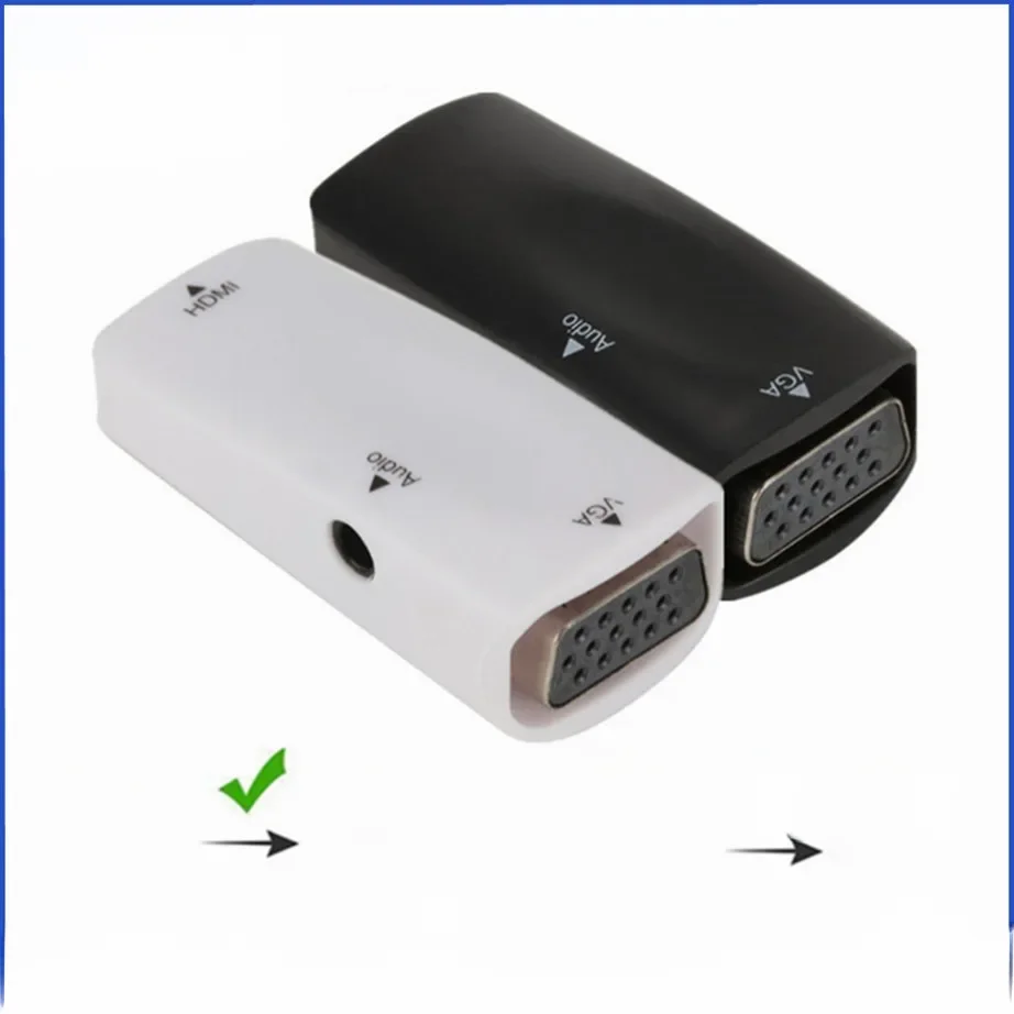 Câble adaptateur HDMI vers VGA, convertisseur Audio-vidéo 1080P femelle vers femelle, pour PC portable, HDTV, projecteur d'ordinateur, HDMI2VGA