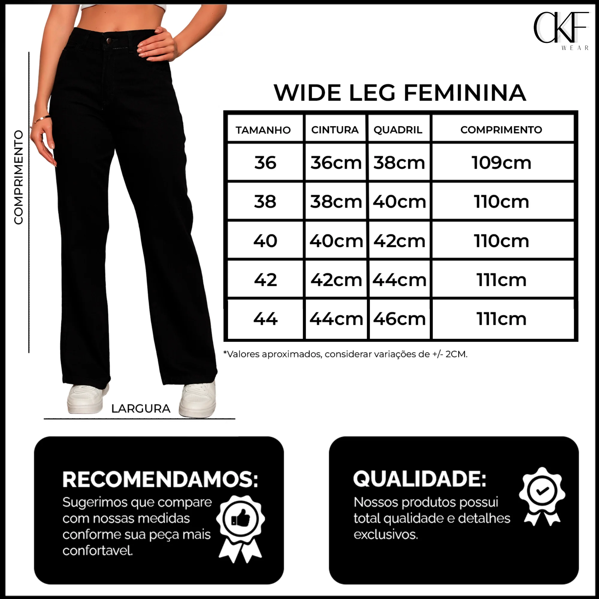 Calça Jeans Wide Leg Onix Rasgada Feminina