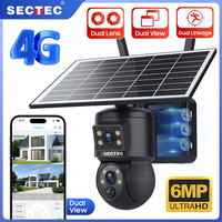 SECTEC 3K 6MP Solar Camera 4G/WiFi PTZ Security Camera Outdoor Dual Lens Night Vision PIR Motion Detection 2 Way Audio