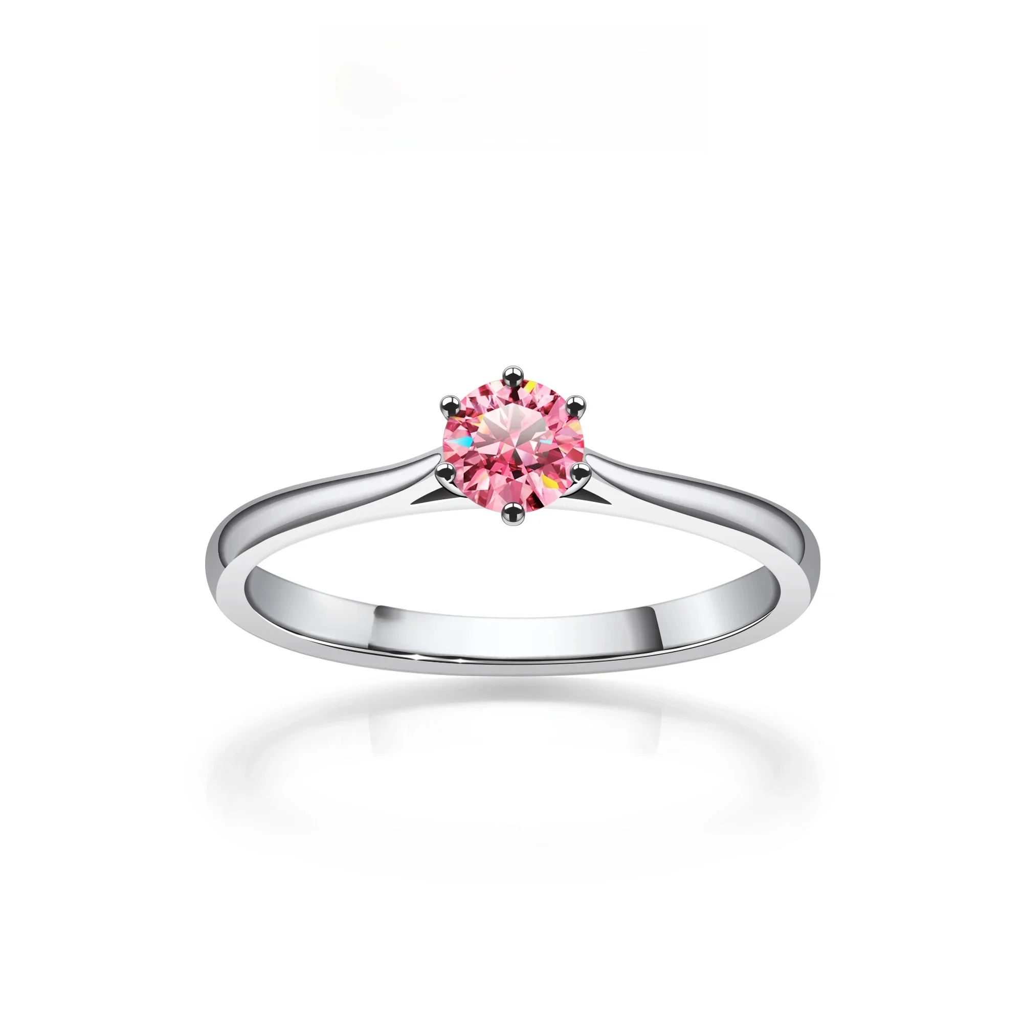 GIGAJEWE 0.3ct 4mm okrągły krój D VVS1 Moissanite 925 srebrny pierścionek diament test przeszedł moda dziewczyna kobiety prezent — zdjęcie 2