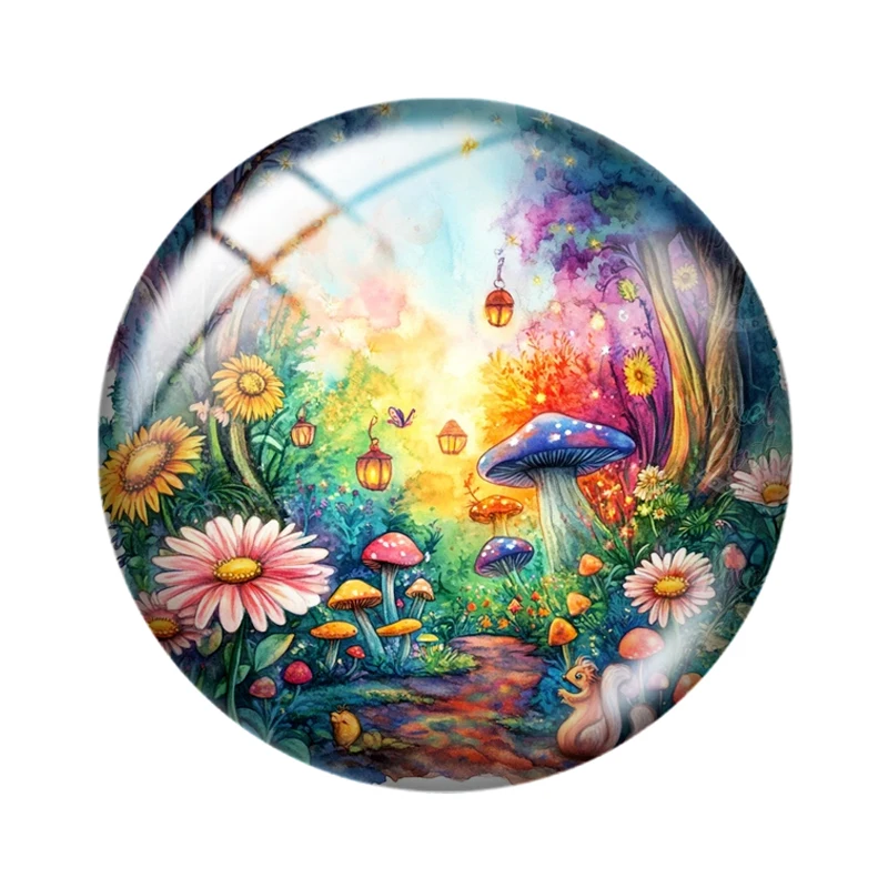 Enchanted Garden Realms 10pcs 12mm/18mm/20mm/25mm Round photo glass cabochon flat back Making findings for bracelets