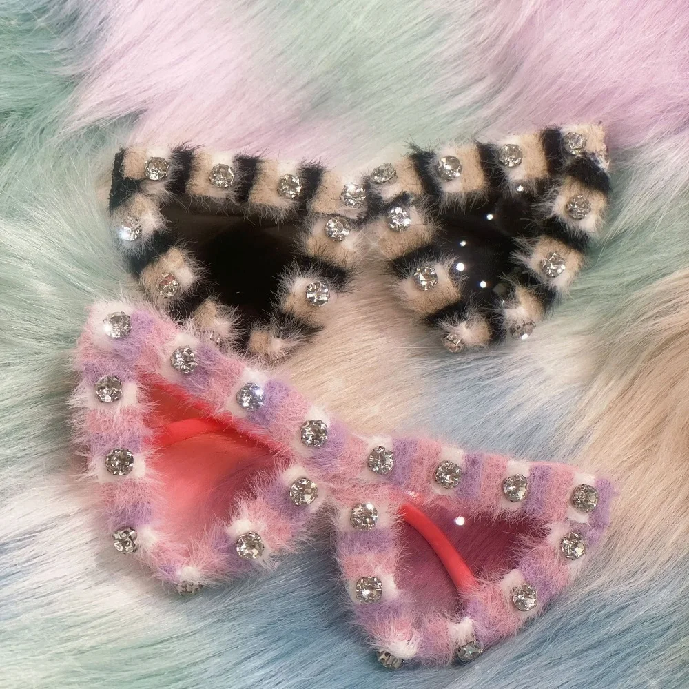 

Pet Sunglasses with Furry Frame & Rhinestone Accents – Fashion Eyewear for Small Dogs & Cats