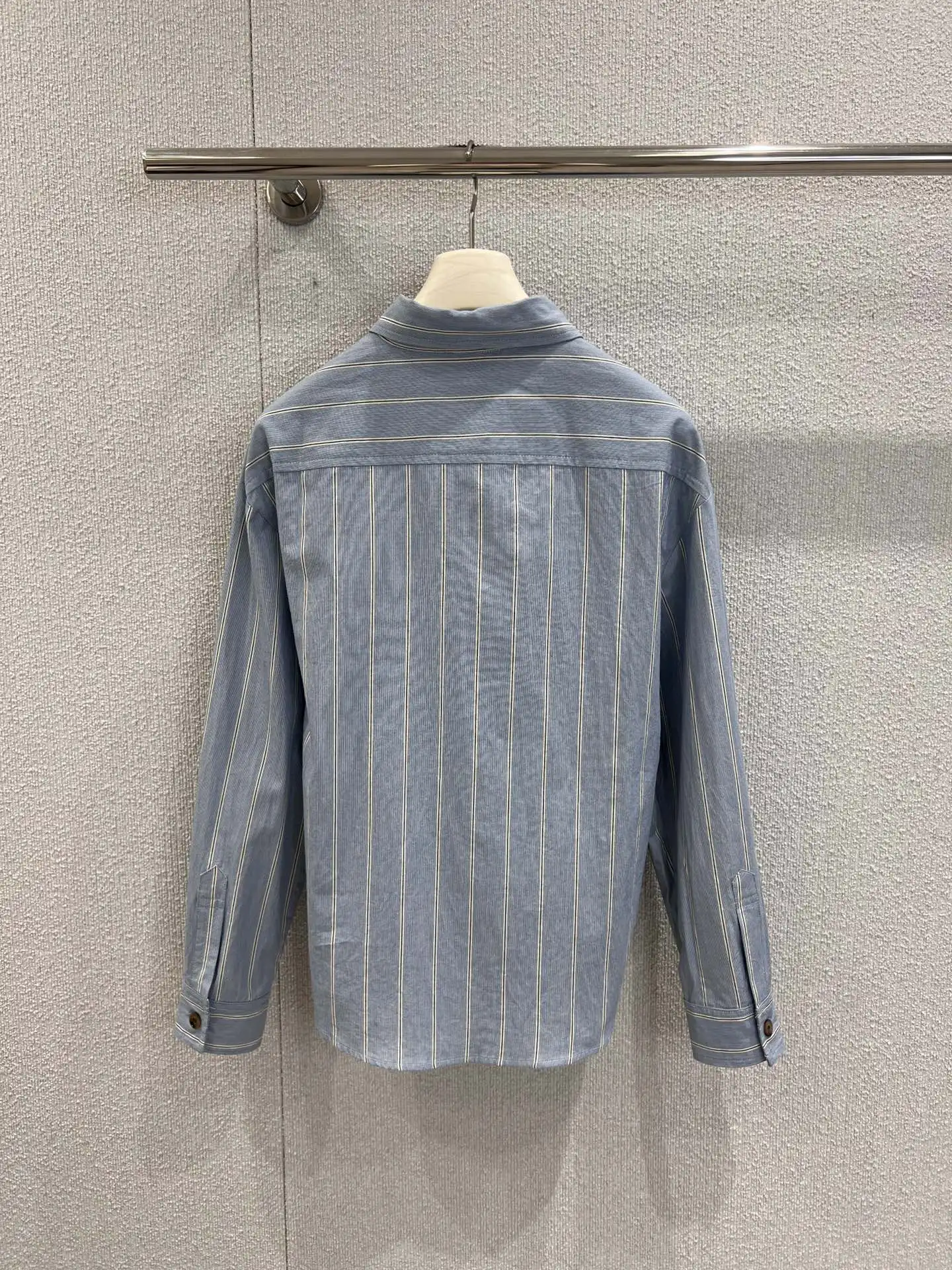

2025 Autumn/Winter Fashion New Arrivals Women's Embroidered Striped Cotton T-shirt Side Waist Tie Long Sleeve Shirt