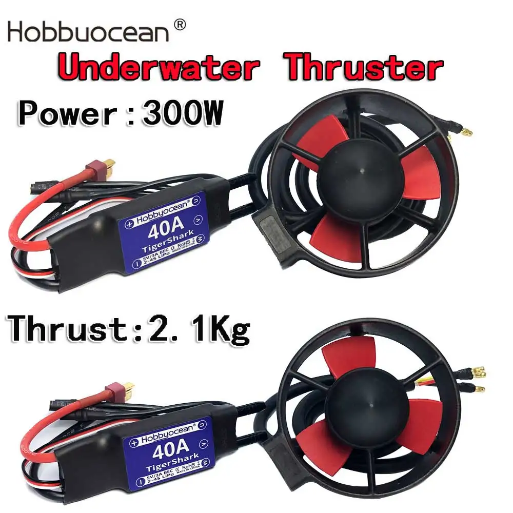 Hobbyocean 2.1KG Underwater Thruster 16V 300W Brushless Motor 40A ESC for RC Bait Tug Boat Nest Ship Submarin ROV Robot