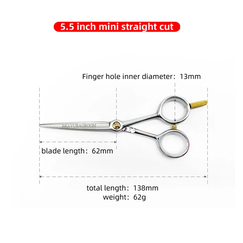 Bravura 5.5 inch Professional Pet Grooming mini Scissors 440c Pets Trimming Scissors Straight Advanced trim hair
