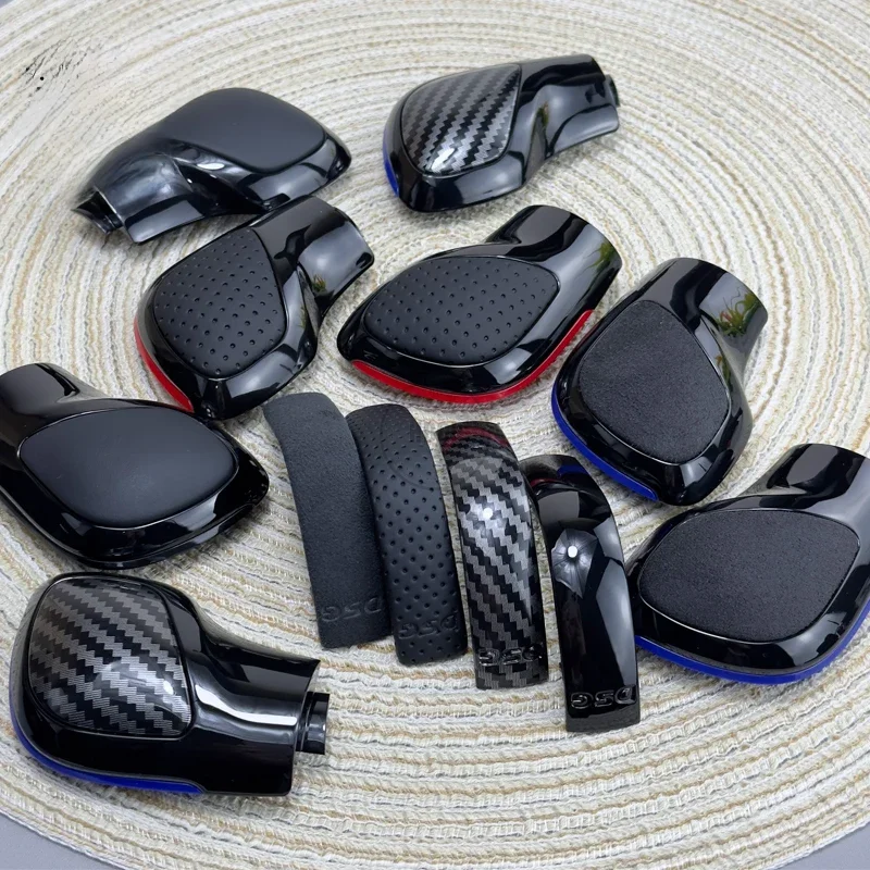Pommeau de levier de vitesse DSG avec couvercle latéral, cuir chromé noir, carbone, adapté pour Vw Golf 6 7 R GTI Passat B8 CC R20 Jetta Mk6 GLI