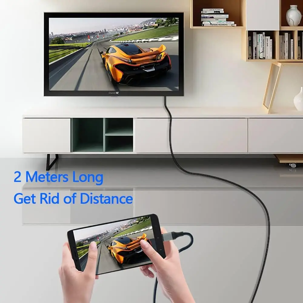 2m 4K USB-C a HDMI Cable para Monitor/TV/Proyector Adaptador (4K@60Hz) de Aluminio, Thunderbolt 3/4, para iPhone 17,16,15 Pro Max Air, MacBook, iPad Pro/Air, Galaxy S26 S25 S24, Notebook
