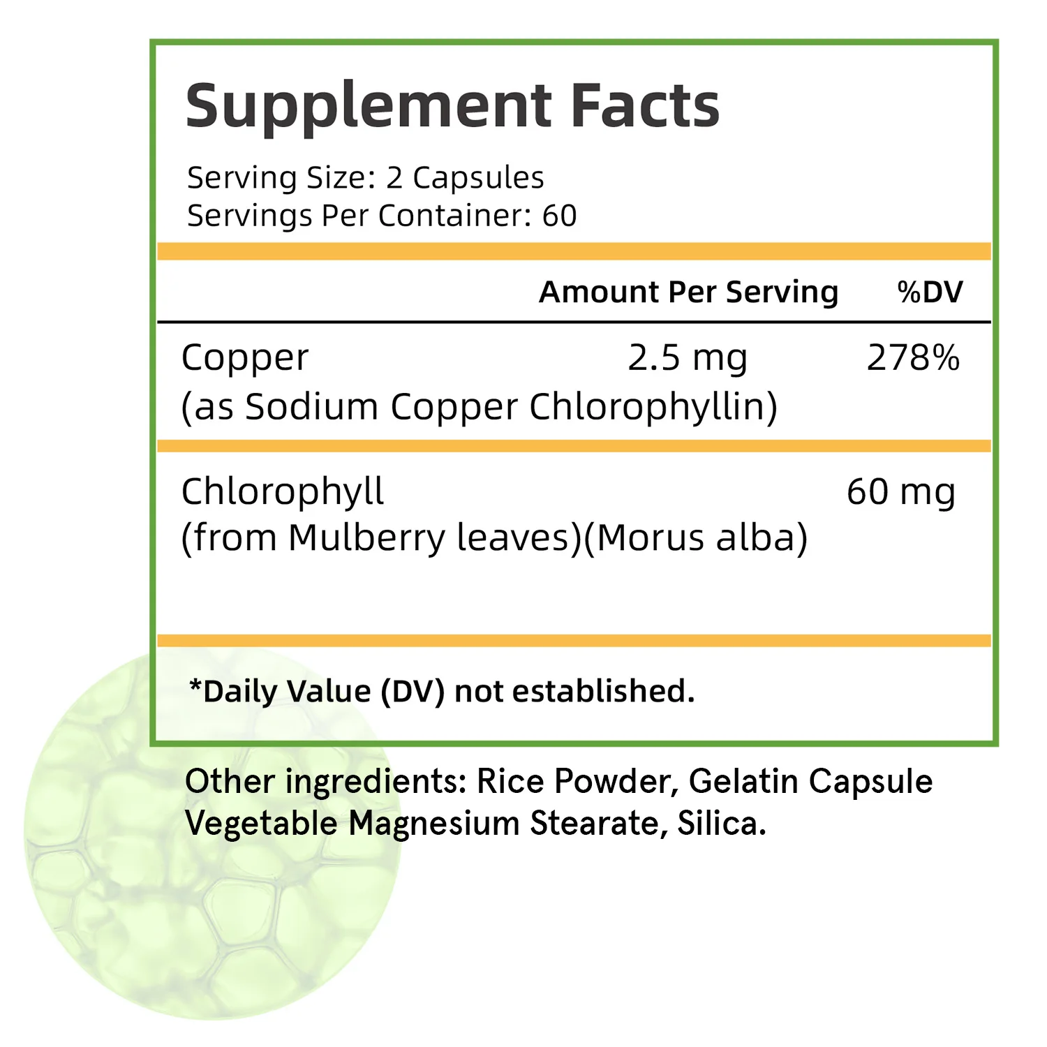 Chlorophyll Capsules - Enhances Immunity, Relieves Eye Fatigue, Enhances Energy, Promotes Internal Cleanliness - 120 Capsules