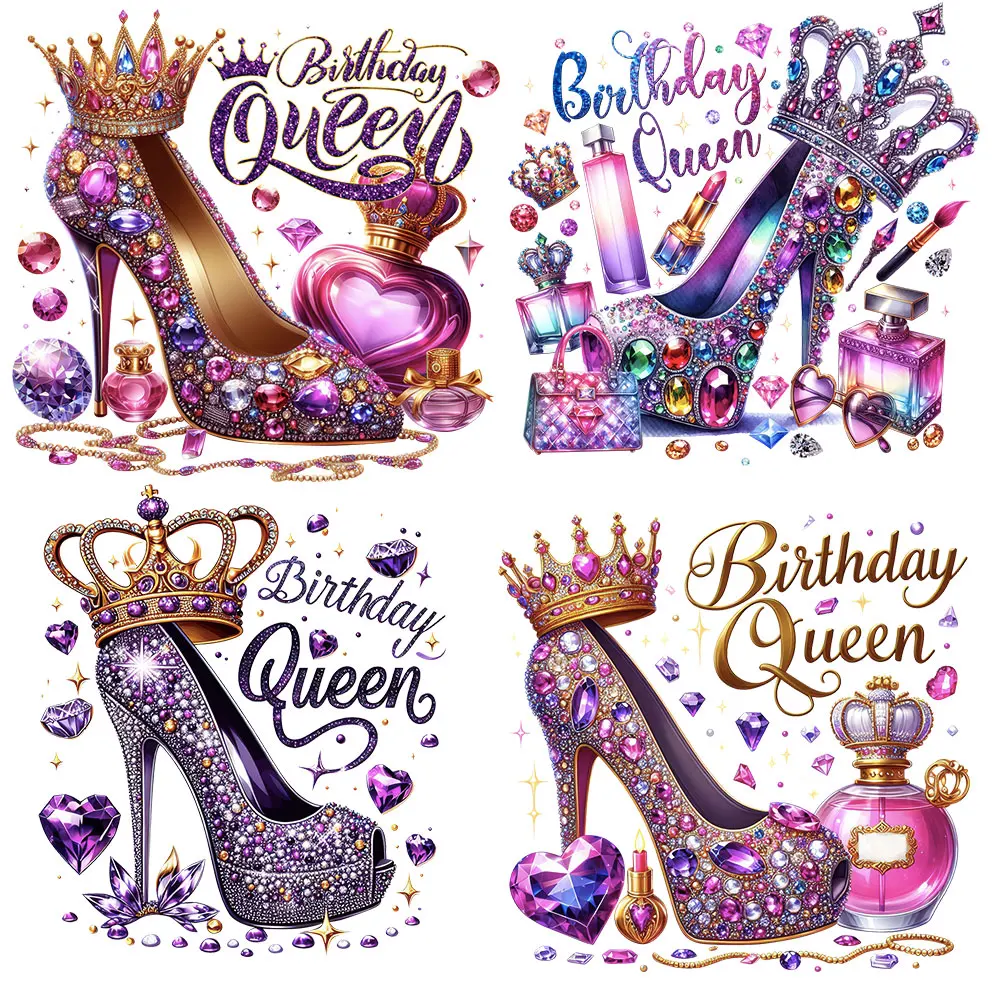 

Birthday Queen Heat Transfer Patches for Hoodies Pillows DIY Decorations - Washable Iron-On Patches for T-Shirts