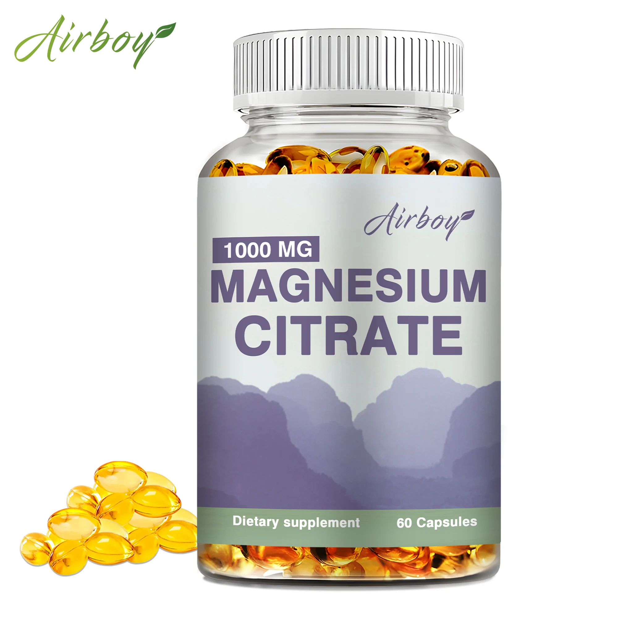 

Magnesium Citrate Capsules - Supports Nerve, Muscle, Bone, Heart Health, and Improves Digestion - 60 Capsules