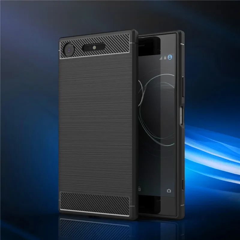 Dla Sony Xperia XZ1 G8341 G8342 przypadku z włókna węglowego silikon TPU skóry miękka tylna pokrywa etui na telefony dla Sony Xperia XZ1 G8341 G8342 — zdjęcie 2