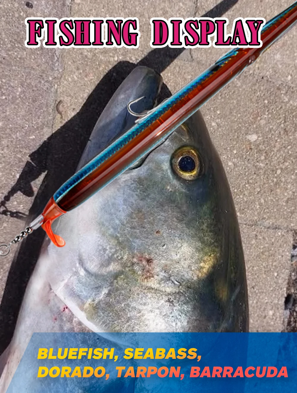 Hunthouse Propeller Needle Lure 225mm/40g Schwimmender Pencil-Köder Oberflächenköder Aguglia Turbo für Blaufisch und Seebarsch – Detail 13