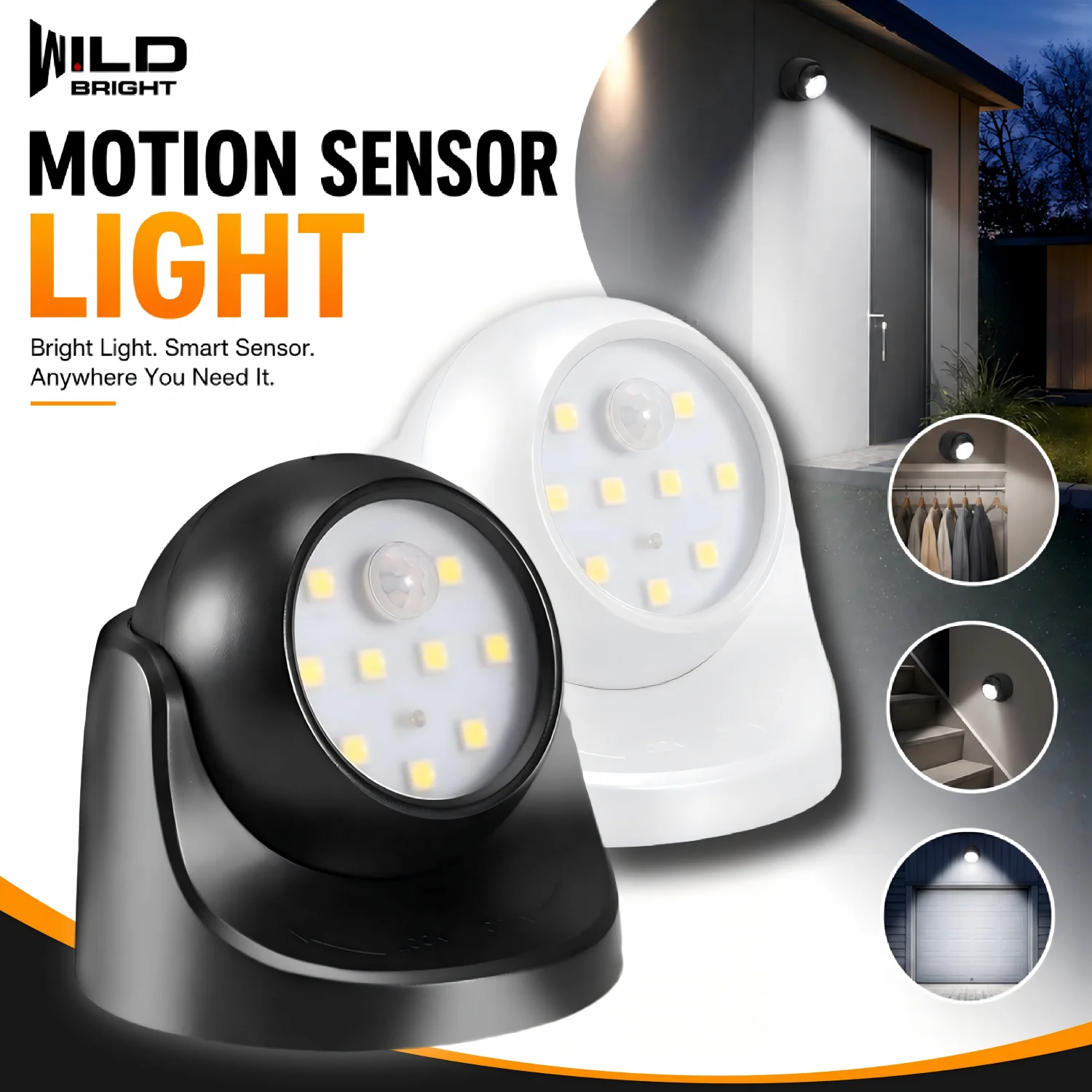 PIR Motion Sensor 360° Battery Operated Night Light Garden Motion Sensor Security Led Light Lamp For Emergency