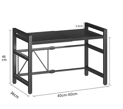 32-64cm ausziehbares Mikrowellenregal, einziehbar, aus Kohlenstoffstahl, mit 6 Haken, höhenverstellbar, maximale Belastung 30kg, lackierte Oberfläche, doppelt verwendbar für professionelle und private Küchen, Küchenzubehör – Detail 3