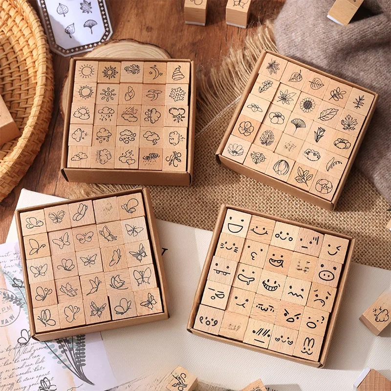 25 stücke Pflanze Schmetterling Wetter Blume Woche Holz Stempel Scrap booking Deko DIY Handwerk