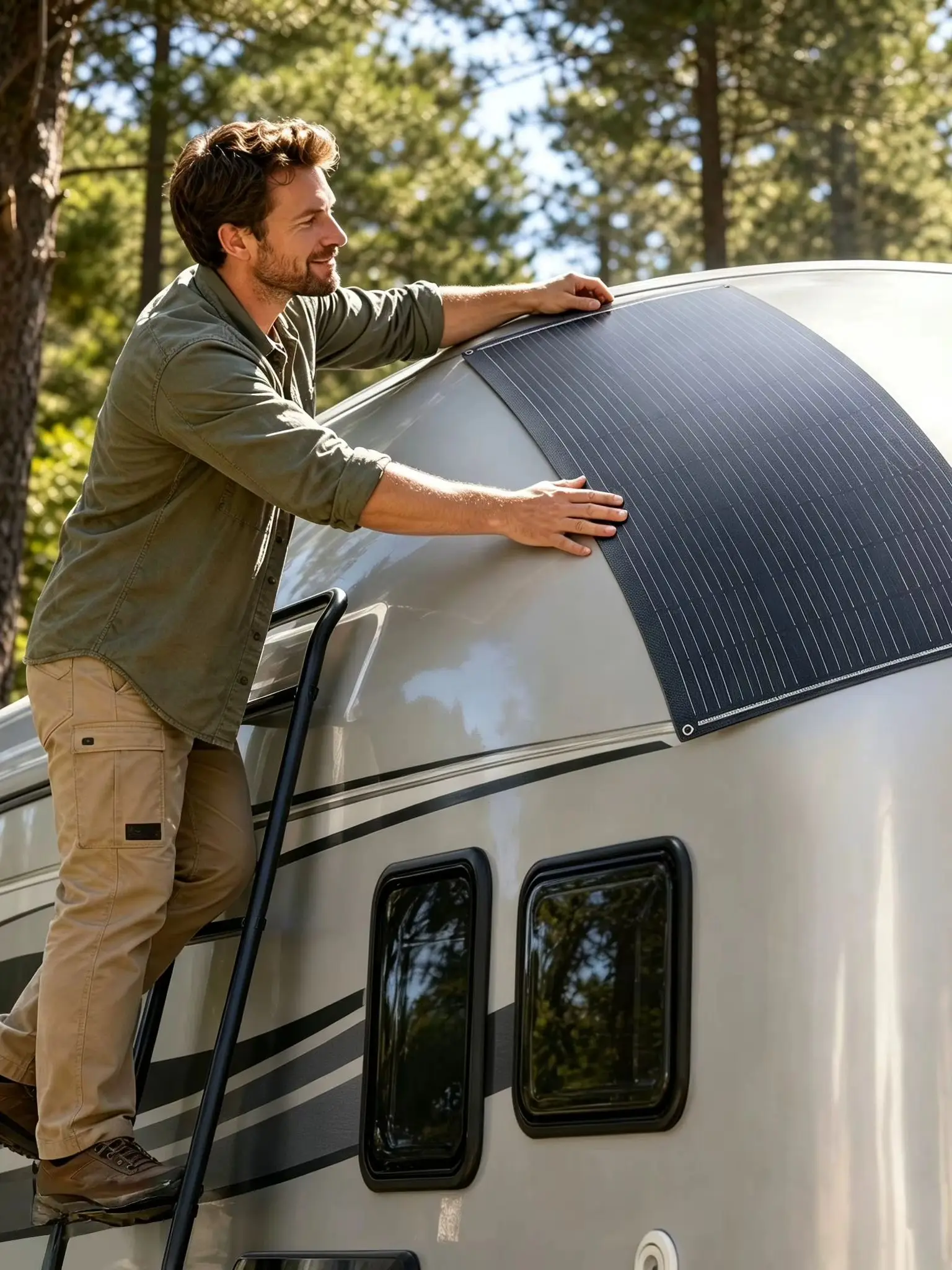 100W 18V Leichtes, hocheffizientes, flexibles Solarpanel, biegbar & wasserdicht, ideal für Wohnmobile, Boote, Camping & alle Off-Grid-Stromversorgungsbedürfnisse im Freien.