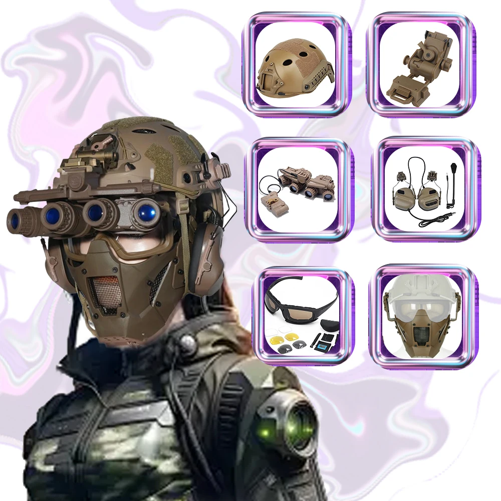 

Airsoft Quick Helmet Airsoft Mask Tactical Goggle Set, Used for AM Military Outdoor Sports Paintball BB Gun CS Game Shooting