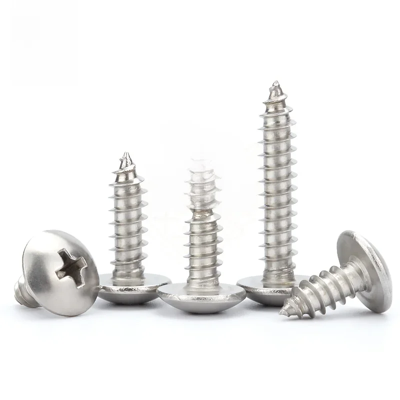 Vis autotaraudeuses à tête de treillis encastrée en croix, en acier inoxydable 304 M3 M4 M5 M6, vis à bois à tête de champignon Phillips 20/55 pièces
