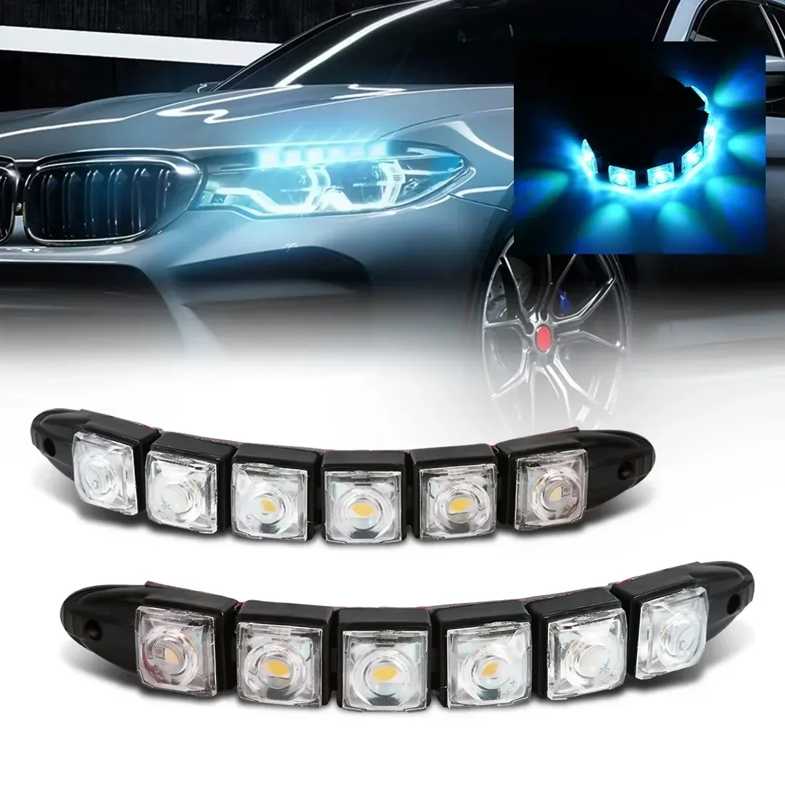 2 szt. LED wodoodporne światła DRL samochody Auto dekoracyjne elastyczne światła do jazdy dziennej samochód pasek do jazdy stylizacja reflektorów — zdjęcie 2