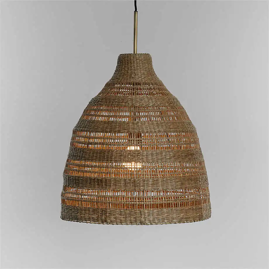 Chandeliers Jute Bamboo Knitted Pendant Lighting Design Handmade E27 Warm Home Decoration Iron Body Ceilling Illumination