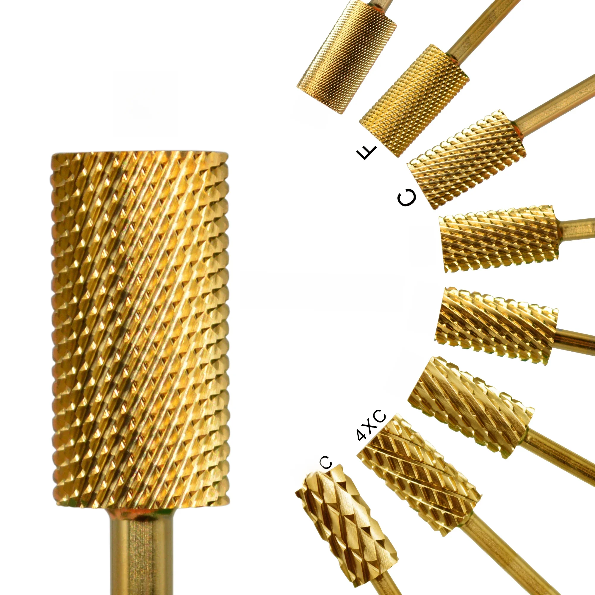 RolinStar 6.6 Duże Frezy do Paznokci z Węglika Stalowego w Kolorze Złotym, Narzędzia do Manicure, Frezy 3/32", Akcesoria do Manicure — zdjęcie 2