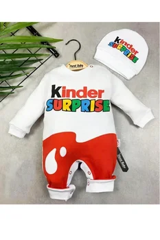Kinder Surprise Unisex Baby Strampler Beanie Anzug Jungen Mädchen Langarm