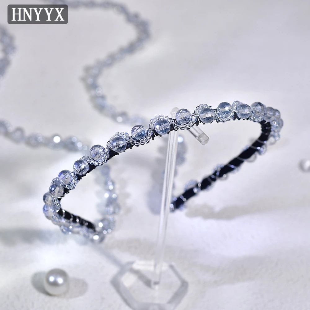 HNYYX Exquisite Bohemian Grey Crystal Headband Bridal Wedding Long Tassel Headpiece Fashion Women Handmade Hair Accessories A294