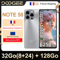 DOOGEE Smartphone NOTE 58, Android 15, 6.75'' IPS, 6250mAh, 90Hz, NFC/GPS, 16MP Camera, 32GB (8+24) + 128GB, Dual SIM