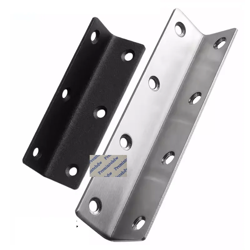 

10Pcs Long Stainless Steel 90 Degrees Corner Bracket For Furniture Cabinet Shelf Sanding Black White