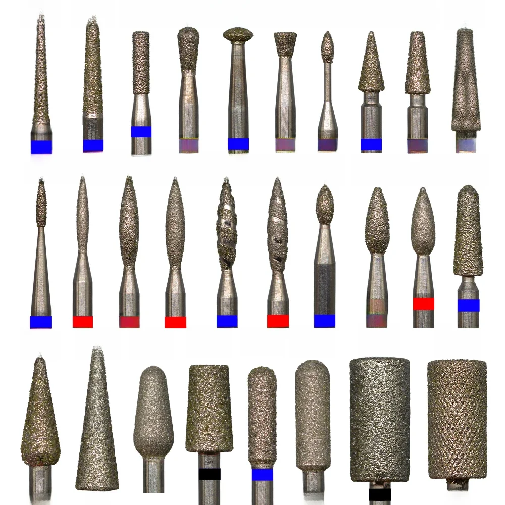 Foret à ongles diamant 29 TYPE forme différente 3/32 ", fraises rotatives pour cuticules, accessoires de manucure
