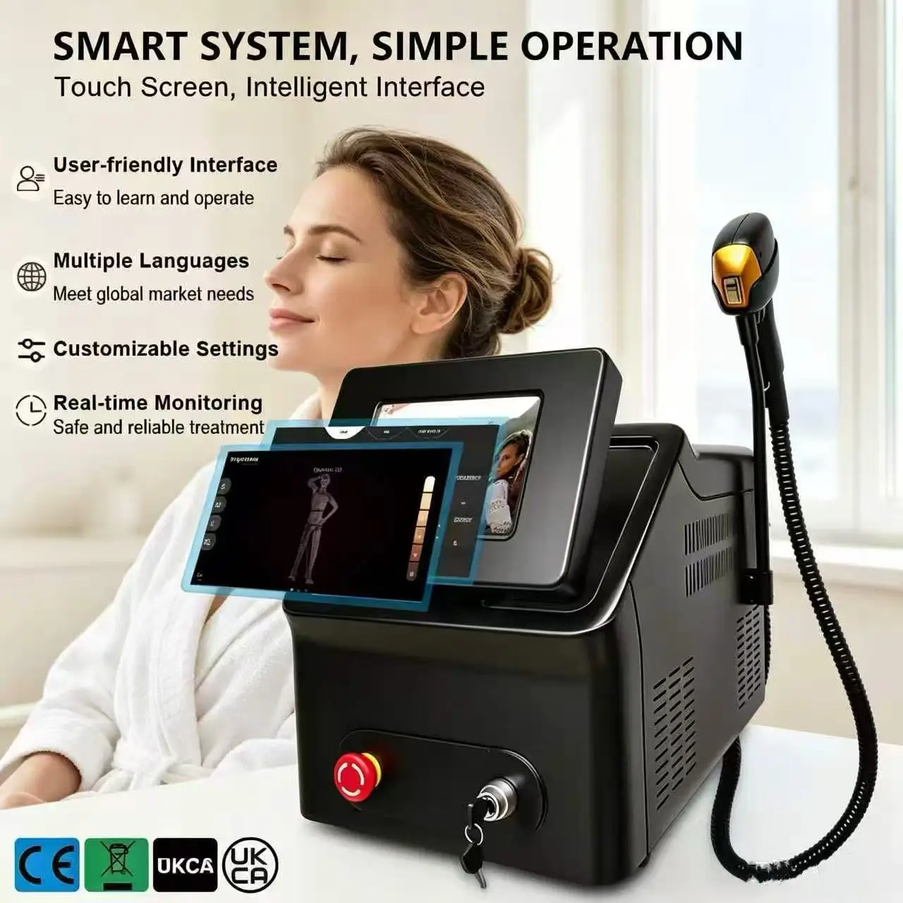Multifunctional 5-Wavelength Diode Laser Hair Removal Machine FAC Tech Ice Cooling Permanent Epilator Tattoo Remover for Salon