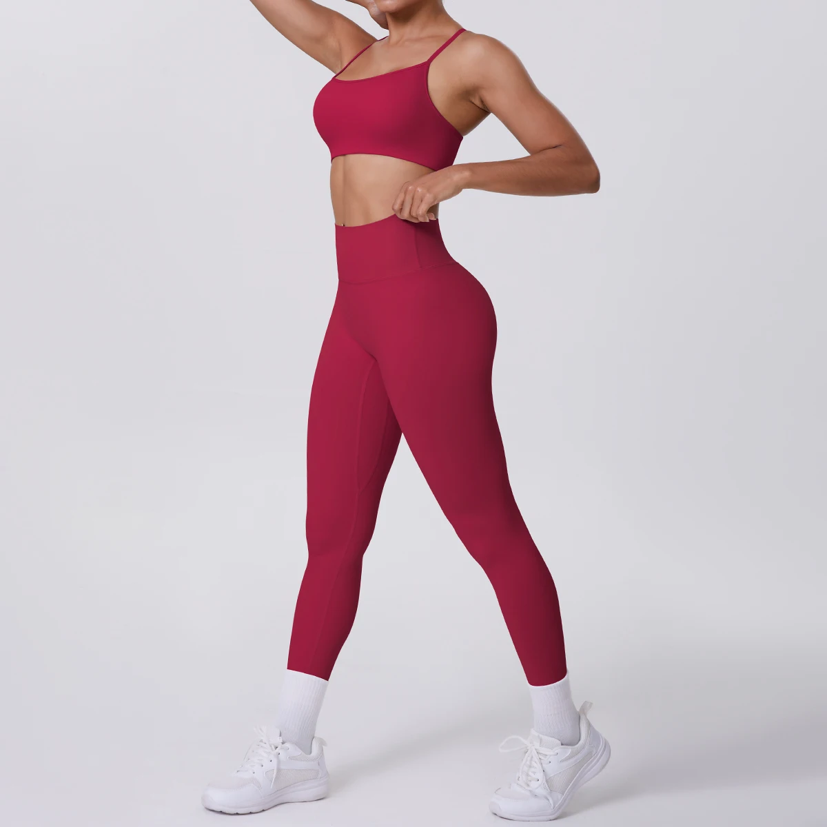 Yoga Suit Sports Set Gym Seamless High Impact Sports Bra Women's High Waist and Hips Tight Peach Buttocks Pants Womens Sportswea image 5