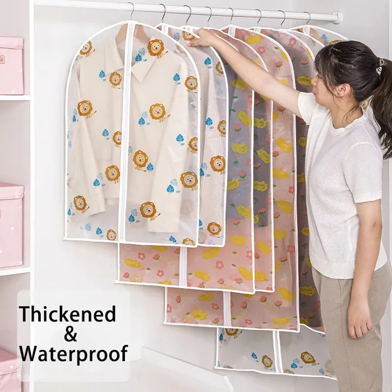 Hanging dust cover for clothes, printed clothes, closet organizer cover, arranged with zipper