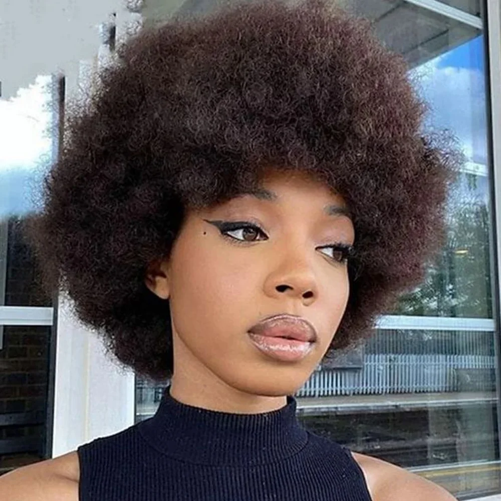 Afro Kinky Curly Wig Human Hair Short Wigs For Woman Human Hair 100% Natural Brazilian Hair Wigs Full Machine Made