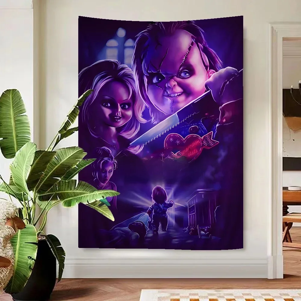Chucky Horror Movie Anime Tapisserie, Hiphelicopter Flower Wall Carpets, Dortoir Decor, Home Decor