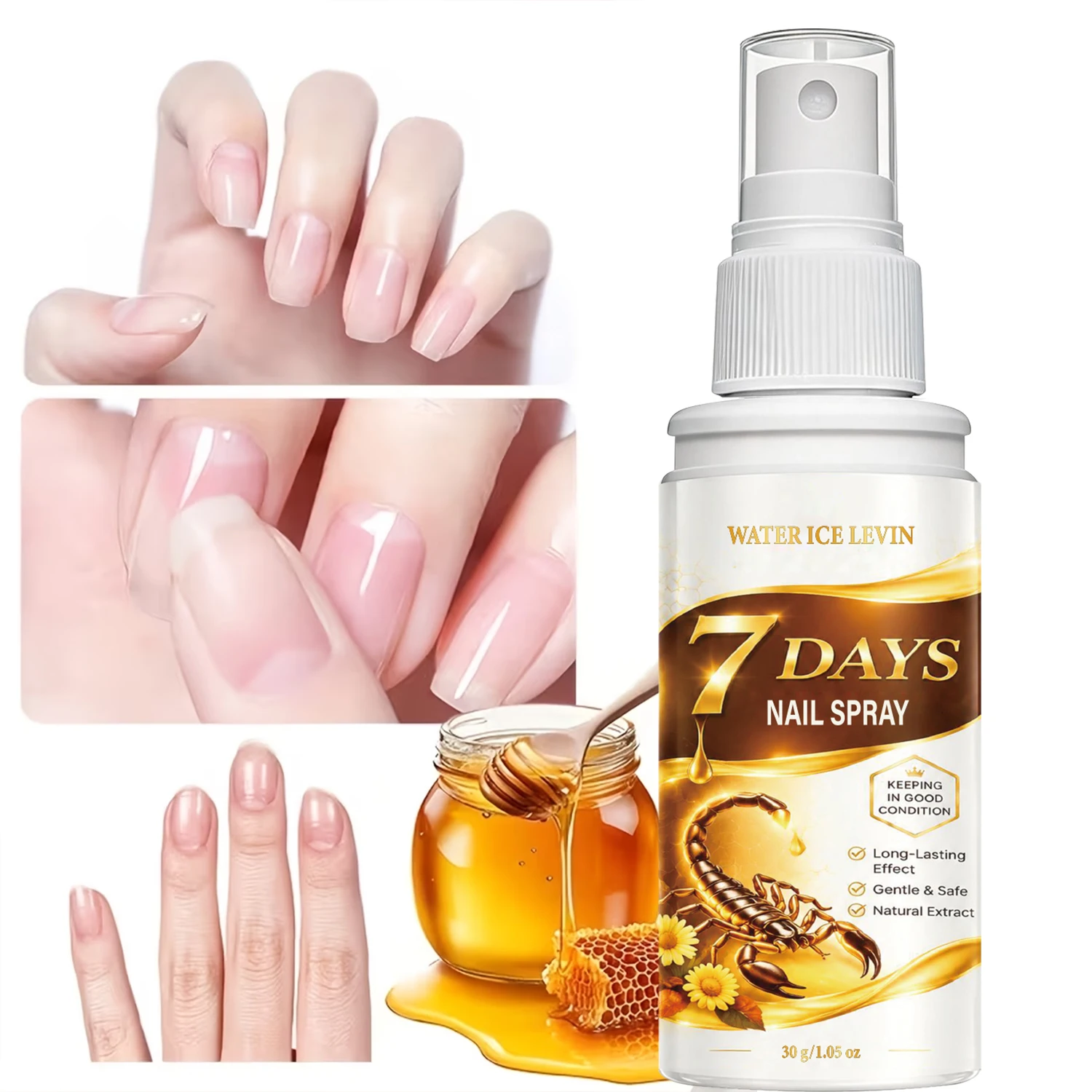 Water Ice Levin 7 Days Nail Care Spray Moisturizing Firming Spray With Collagen Niacinamide For Daily Nail Surface Care 30g