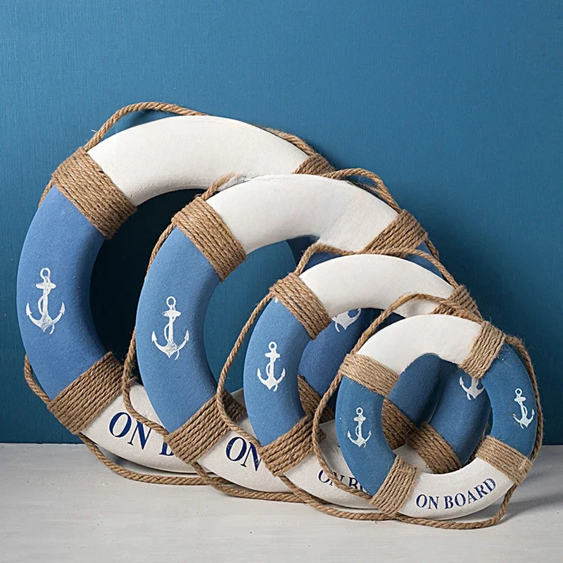 Bouée de sauvetage pour décoration familiale de la mer méditerranéenne, décorations murales suspendues pour Bar, accessoires de décoration pour la maison, anneau de vie nautique, artisanat de mariage