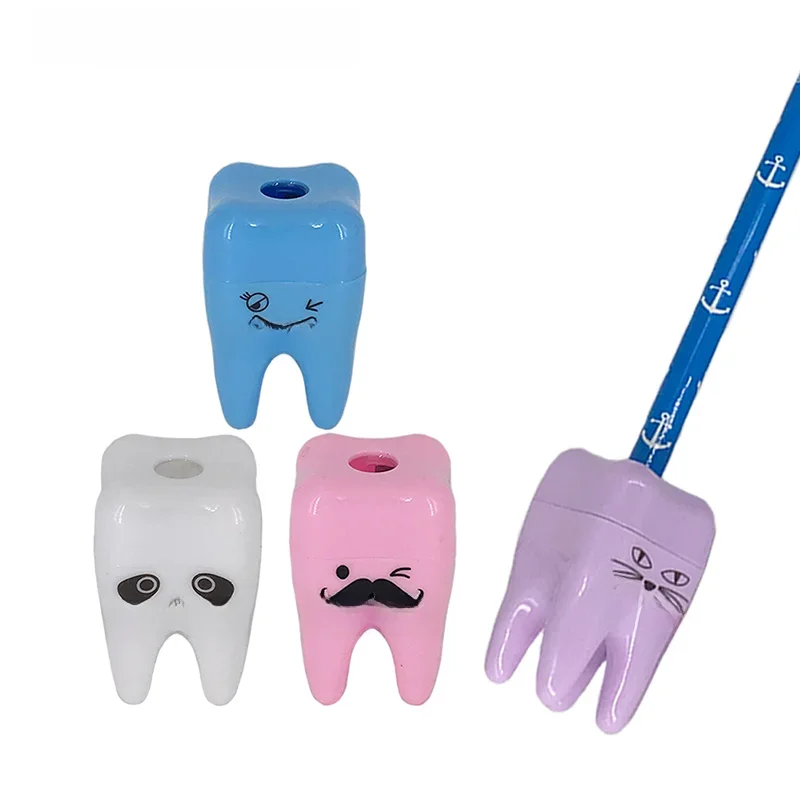 Taille-crayon mignon en forme de dent, 20 pièces/lot, taille-crayon à trou unique, fournitures de papeterie, cadeaux de dentiste pour étudiants et enfants