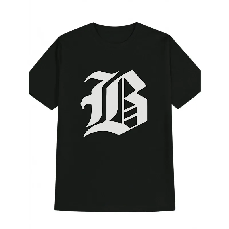 

Men's Casual Graphic T-Shirt with Bold B Letter Print Round Neck Top Regular Fit Tee for Casual Attire Staple Modern Streetwear