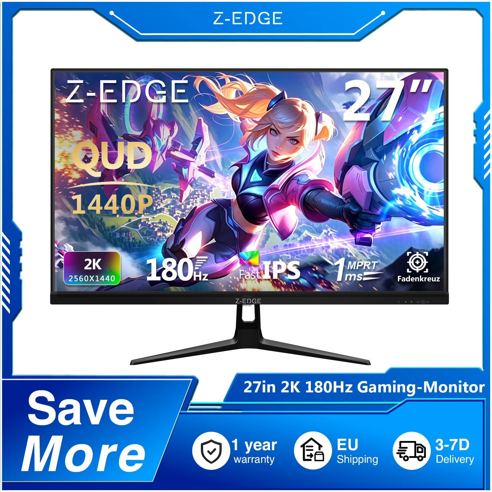 Monitor gaming Z-EDGE 27″ 2K 180Hz