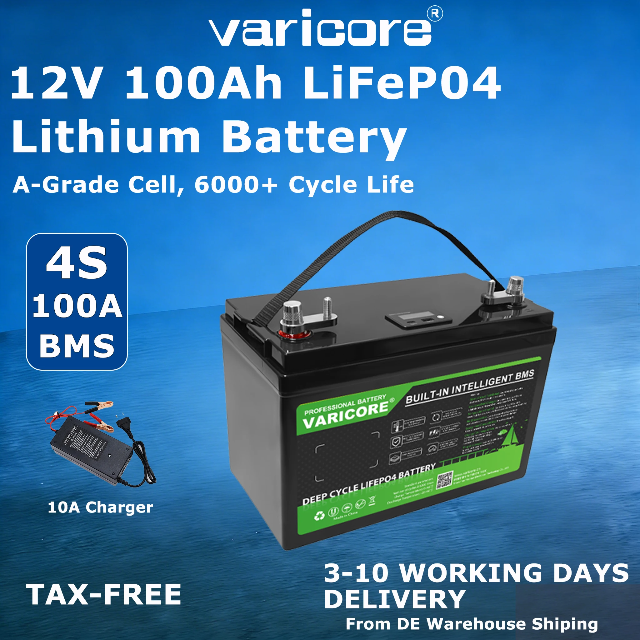 VariCore 12V/12,8V 100Ah LiFePO4 Batterie für 4s EV Energiespeicher Golfcarts Wohnmobile Offroad Solar Wind
