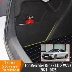 Auto Accessories For Mercedes Benz S Class W223 2021~2025 Car Organizer Trunk Side Partition Trunk Interior Storage Box Parts