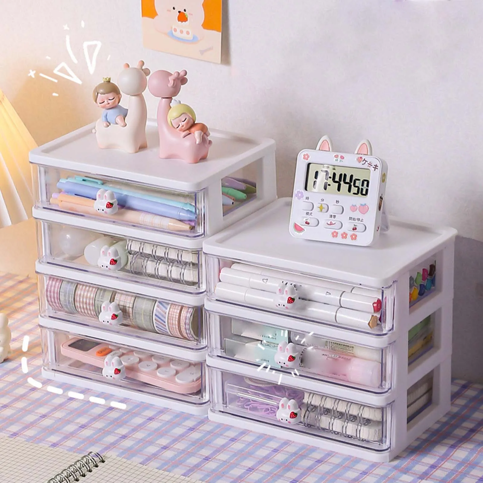 

Multifunctional Desktop Storage Drawer Jewelry Box, Desk Organizer with Drawer Desk Storage Boxes Container for Bathroom Office