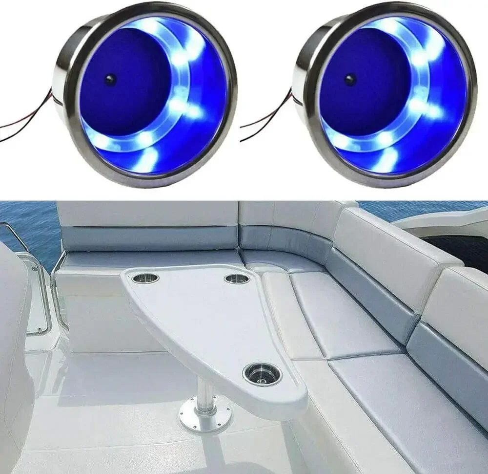 2Pcs Tasse Trinken Halter 12V LED Gebaut-in Edelstahl Tasse Trinken Halter für Marine Yacht/RV