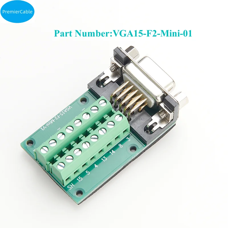 Adaptor perempuan VGA 15pin DB15 D-SUB betina 3 baris steker tanpa solder terminal sekrup Breakout papan PCB modul sinyal untuk industri